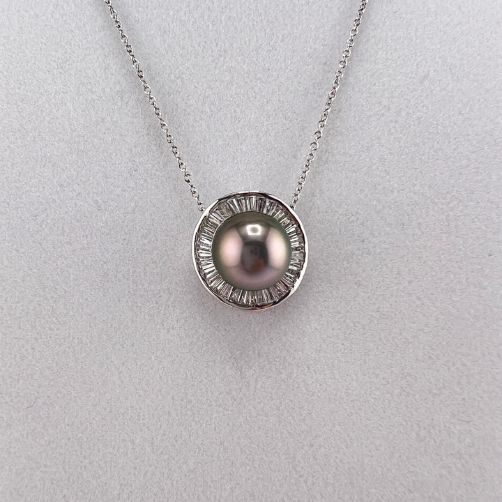 Tahitian Pearl in Silver with CZs