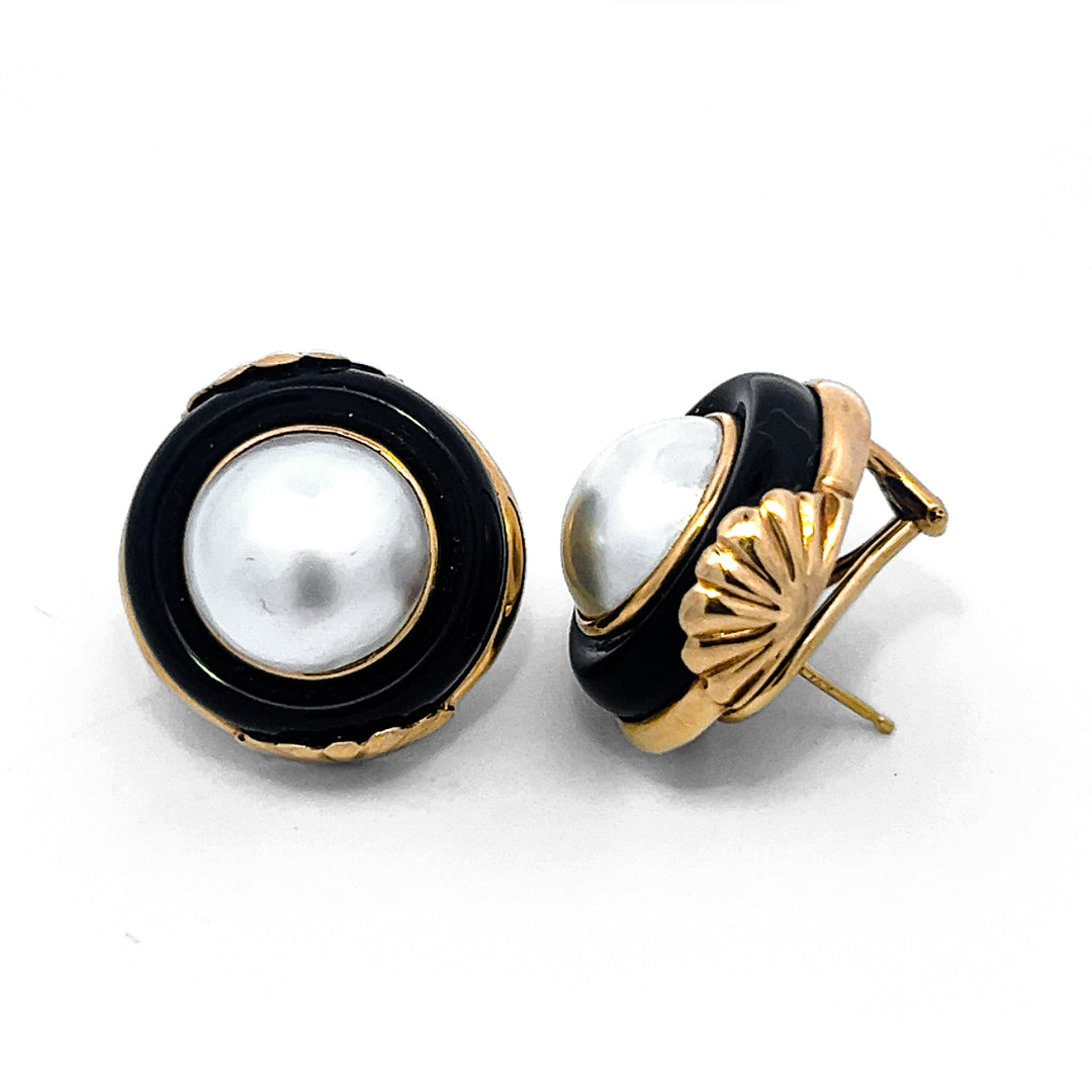 14k Mabe Onyx Earrings