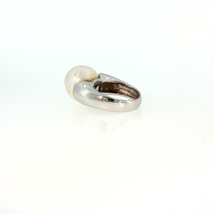 Contemporary Large Freshwater Pearl Solitaire Ring