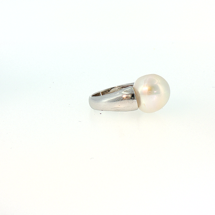 Contemporary Large Freshwater Pearl Solitaire Ring