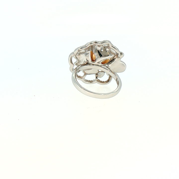 Golden South Sea Pearl Sculpted Floral Cocktail Ring