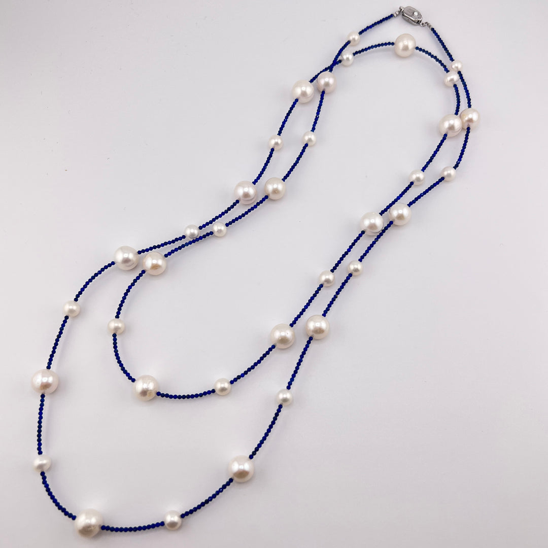 Freshwater Pearl Lapis Lazuli Necklace