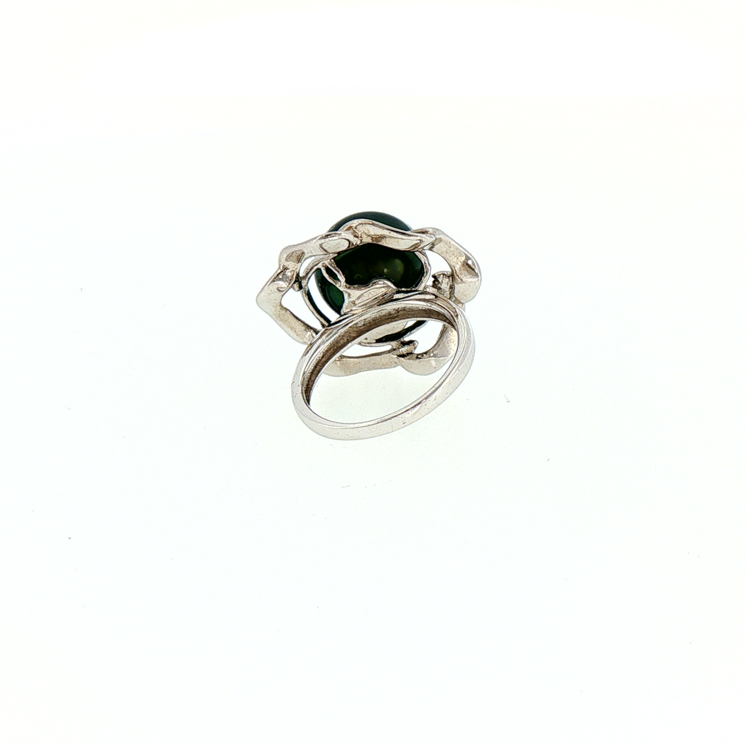 Tahitian Black Pearl Silver Sculptural Cocktail Ring