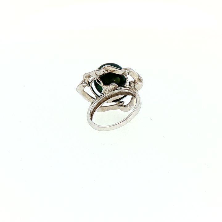Tahitian Black Pearl Silver Sculptural Cocktail Ring