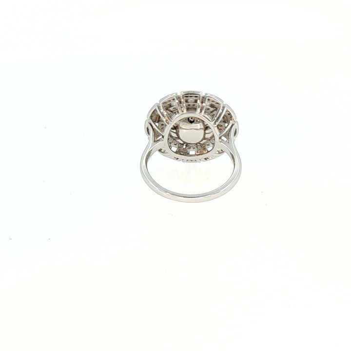 Golden South Sea Pearl Halo Cocktail Ring in Silver