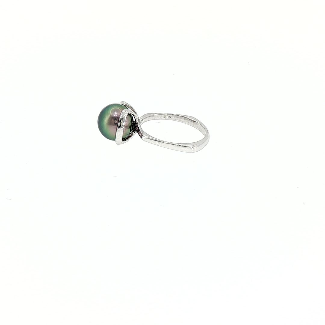 Incredible Color Tahitian Pearl  14k White Gold Ring