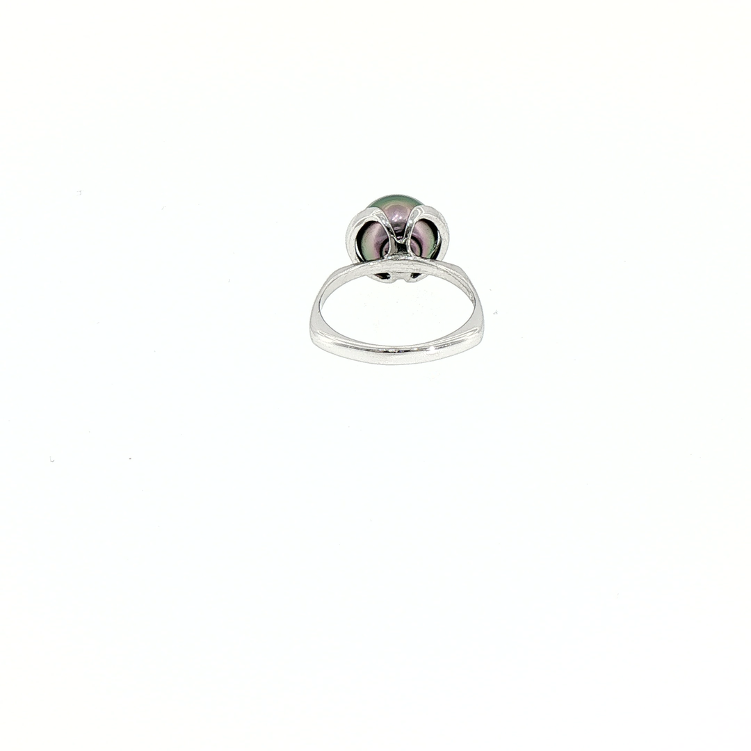 Incredible Color Tahitian Pearl  14k White Gold Ring