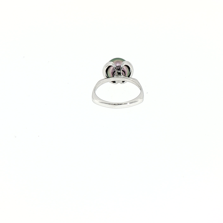 Incredible Color Tahitian Pearl  14k White Gold Ring
