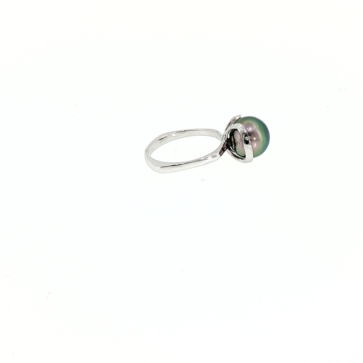 Incredible Color Tahitian Pearl  14k White Gold Ring