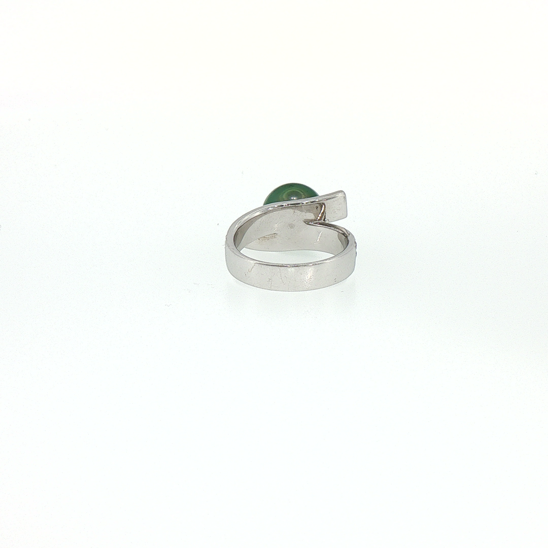 Tahitian Pearl 18k White Gold Pearl Bypass Cocktail Ring with Diamond Accents