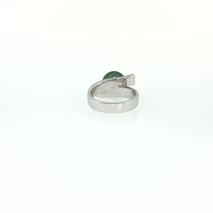 Tahitian Pearl 18k White Gold Pearl Bypass Cocktail Ring with Diamond Accents