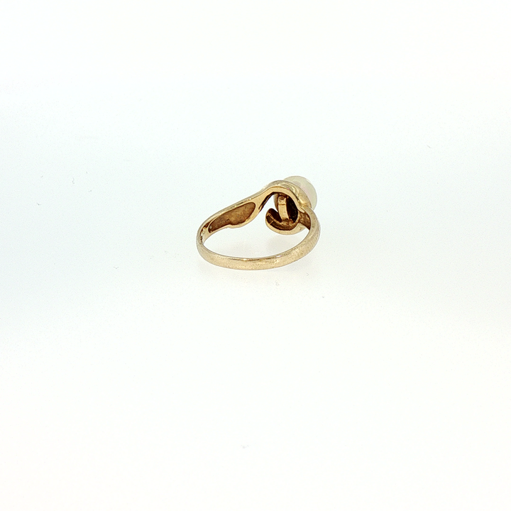 14K Yellow Gold Akoya Pearl Bypass Ring