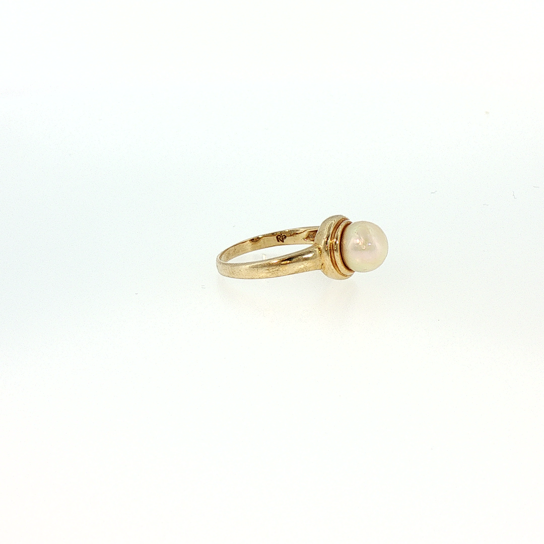 14K Yellow Gold Akoya Pearl Bypass Ring