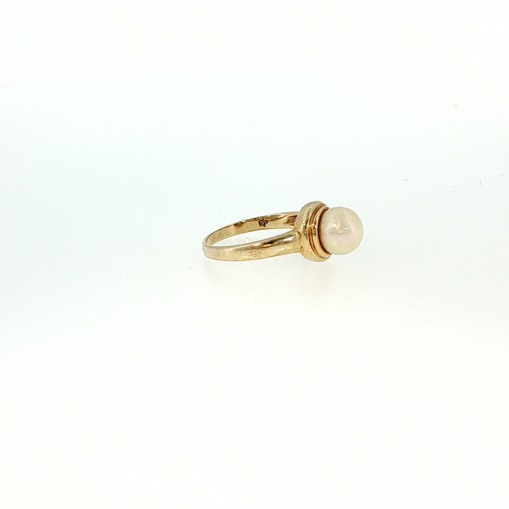 14K Yellow Gold Akoya Pearl Bypass Ring
