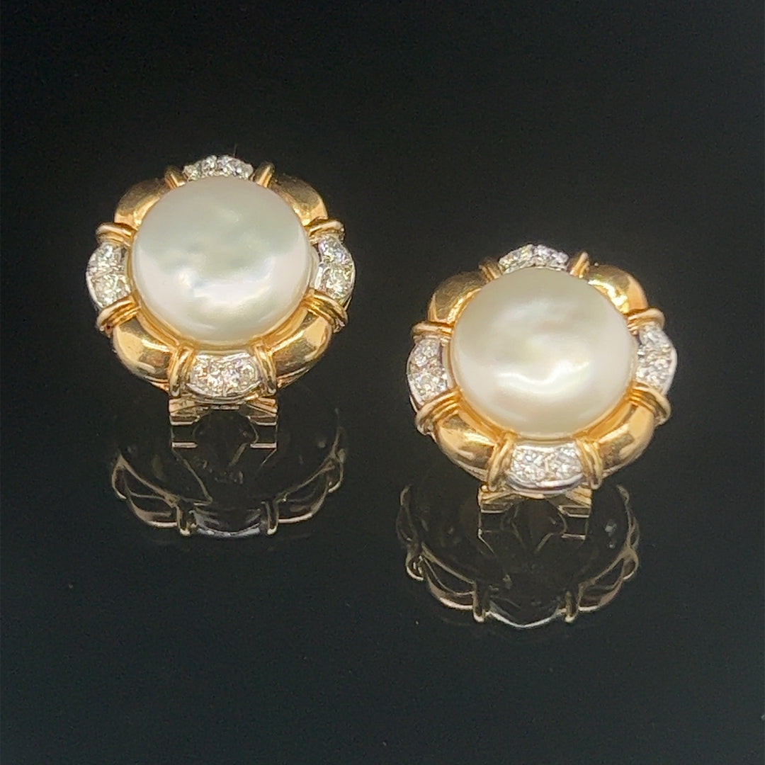 Mabe Pearl Diamond Earrings