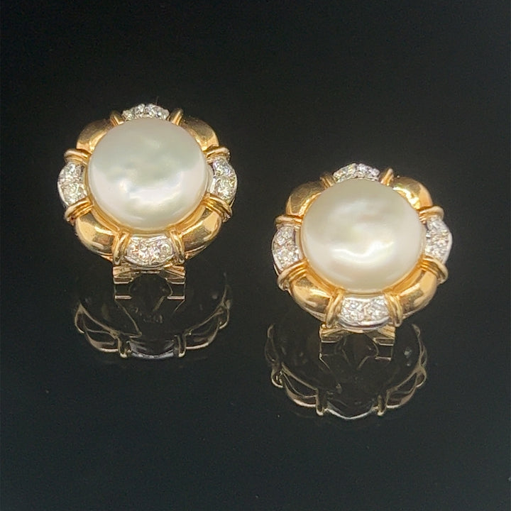 Mabe Pearl Diamond Earrings