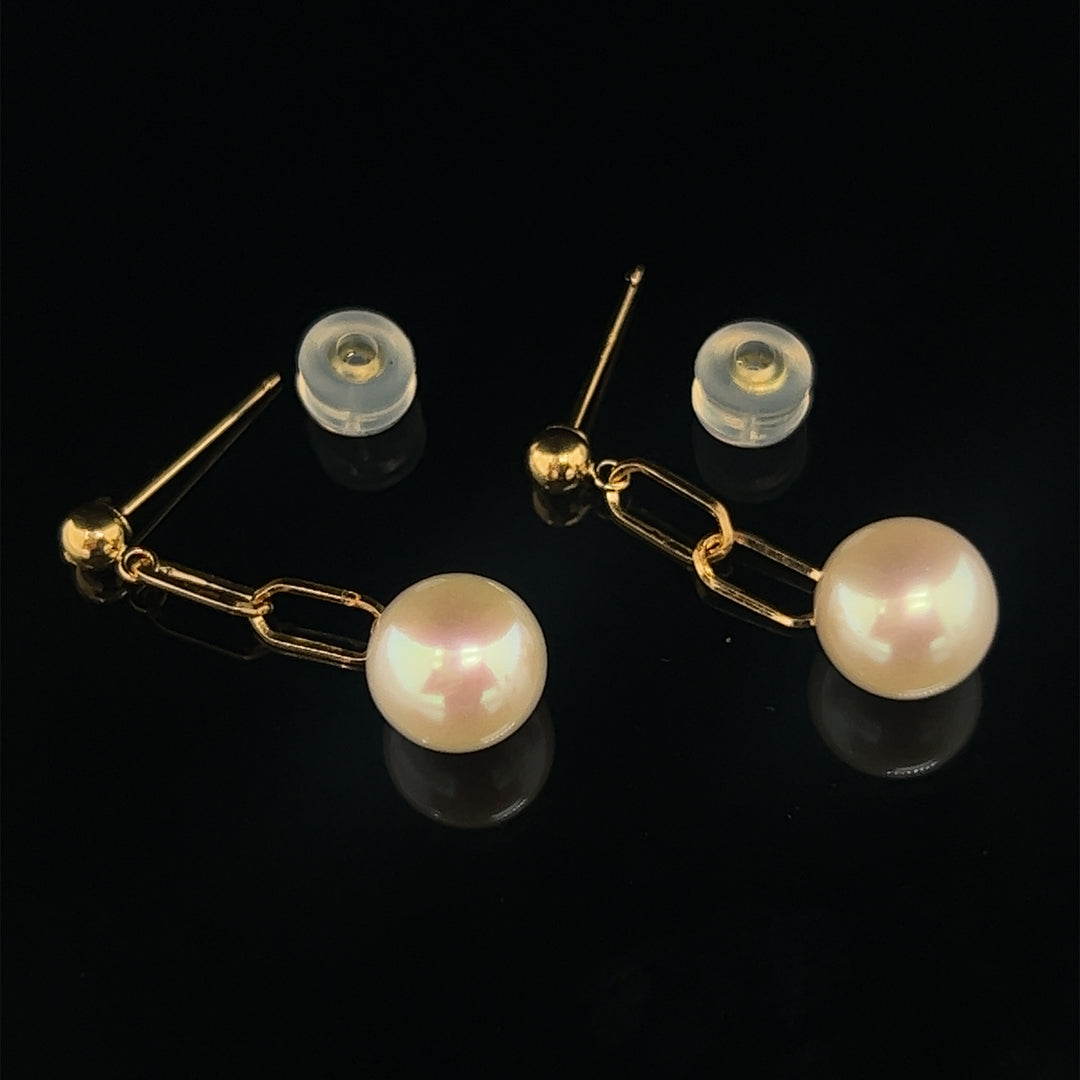 18k Akoya Paperclip Earrings