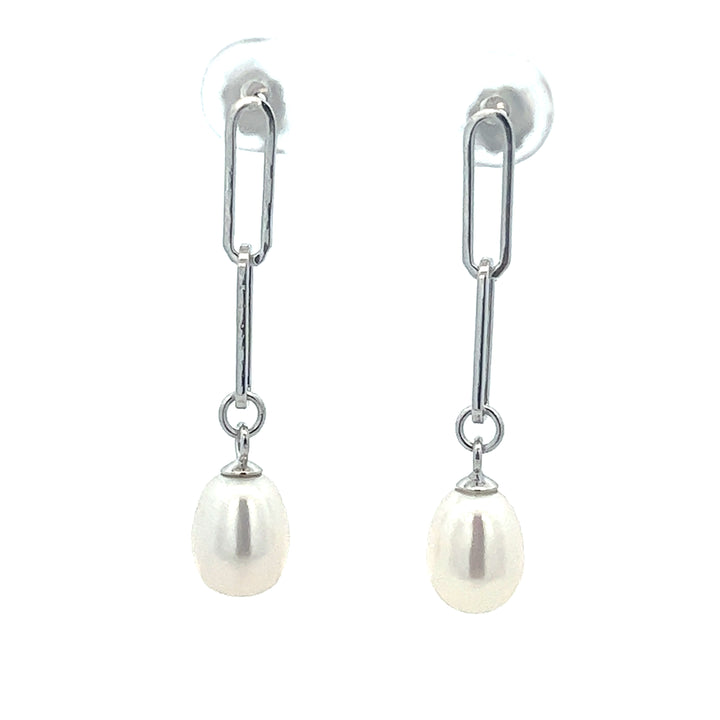 Pearl Paperclip Earrings