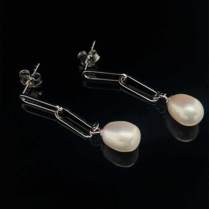 Pearl Paperclip Earrings