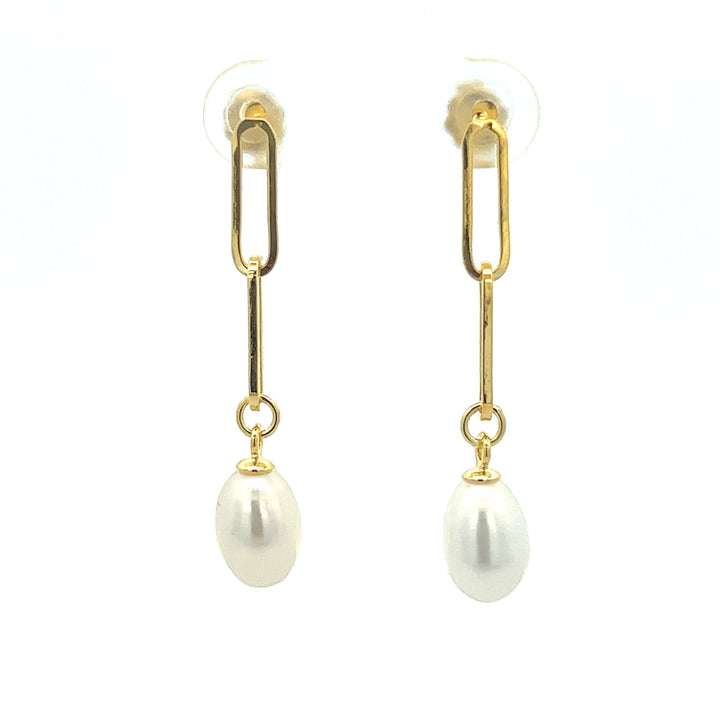 Pearl Paperclip Earrings