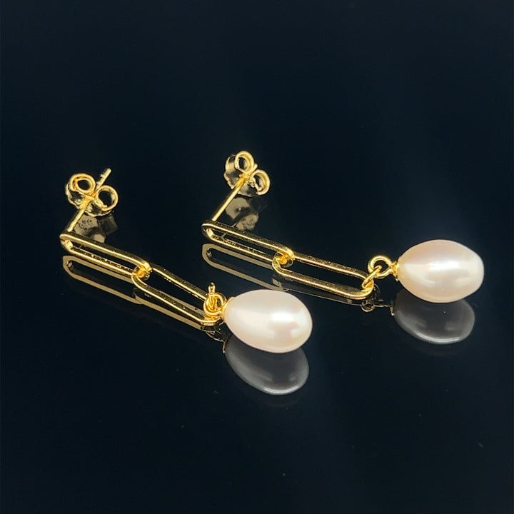 Pearl Paperclip Earrings