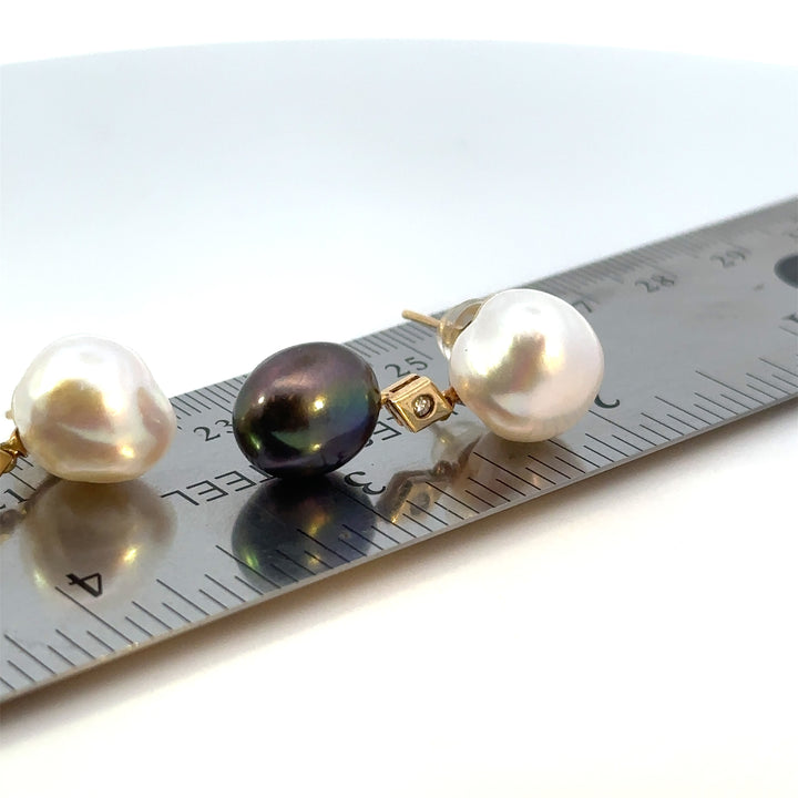 14k South Seas Diamond Pearl Earrings