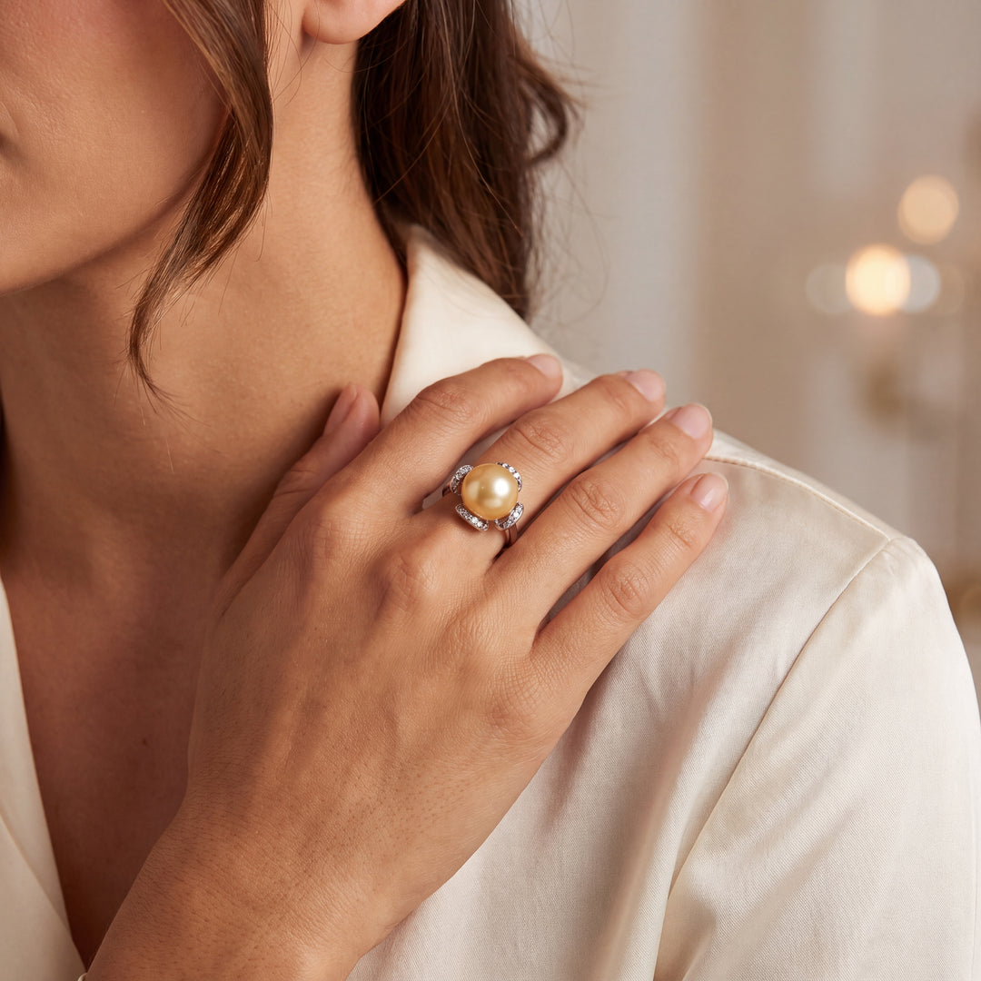 Golden South Sea Pearl Cocktail Ring