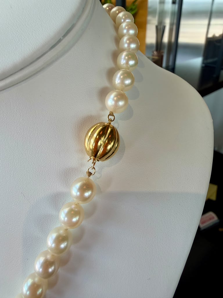 18.5" Akoya Pearl Necklace with 14k Yellow Gold Clasp