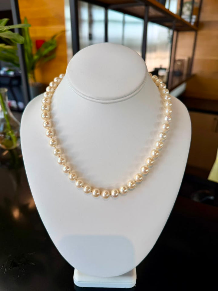 18.5" Akoya Pearl Necklace with 14k Yellow Gold Clasp