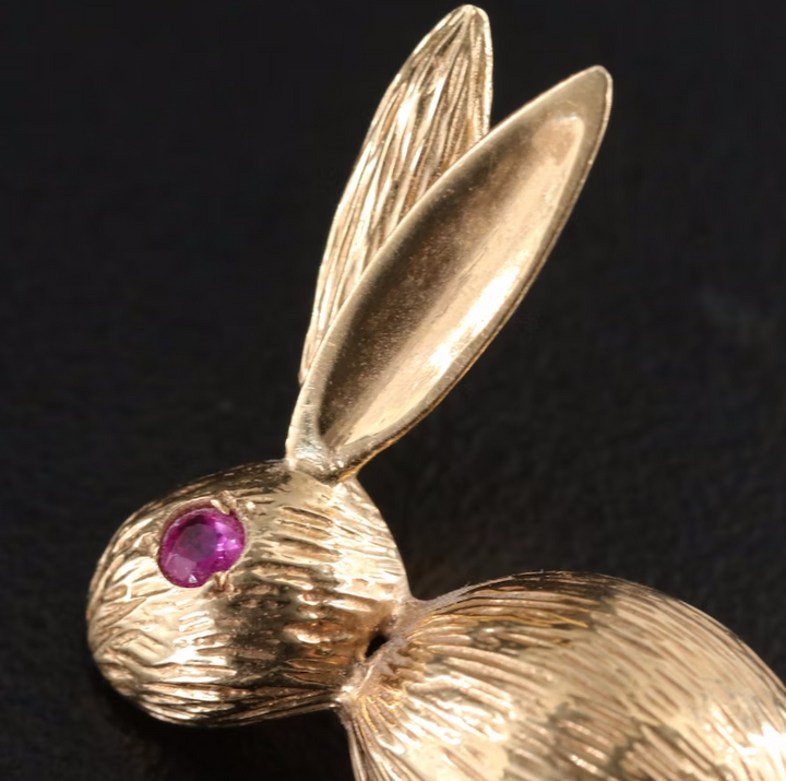 14k Pearl Ruby Brooch