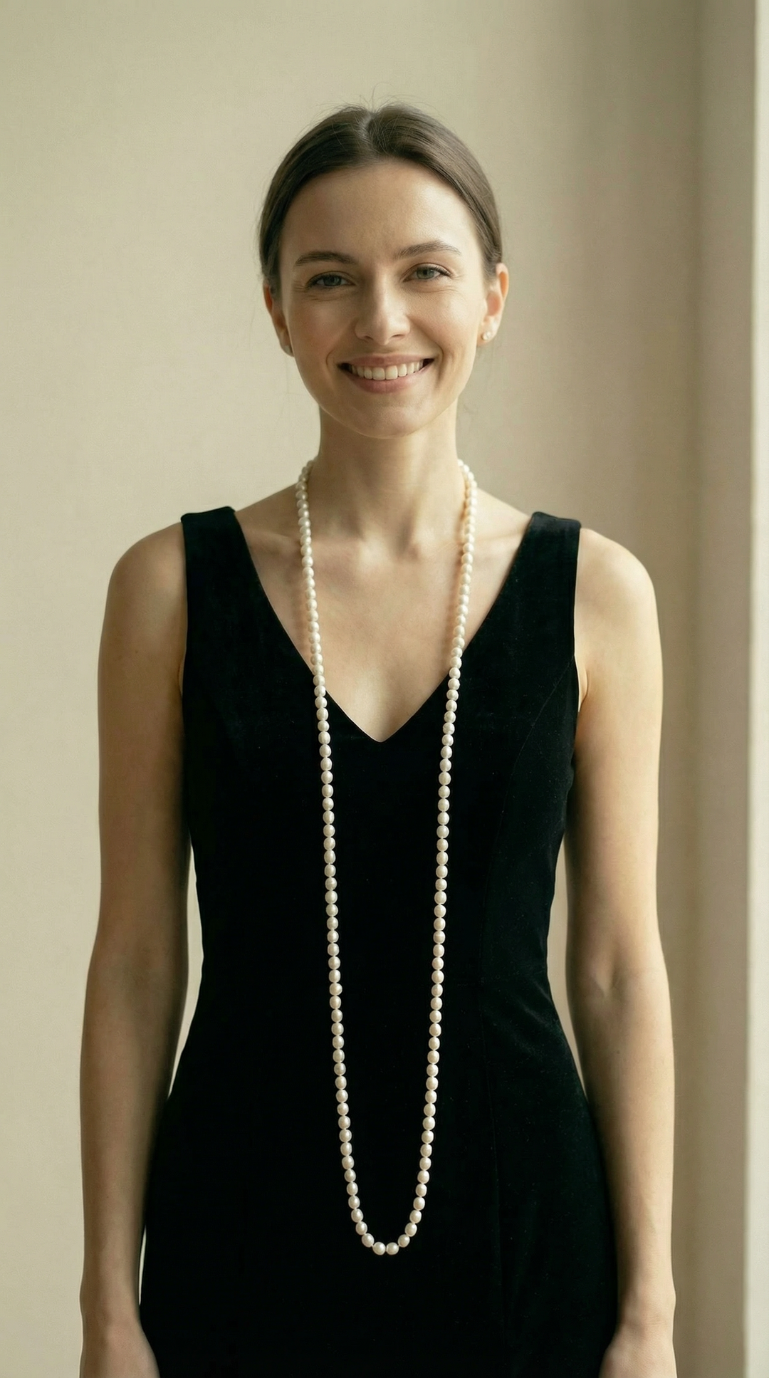 Flapper length freshwater pearl necklace
