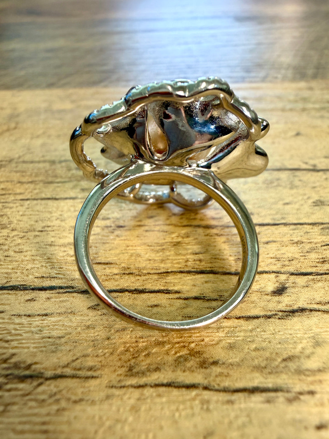 Tahitian Black Pearl Silver Sculptural Cocktail Ring