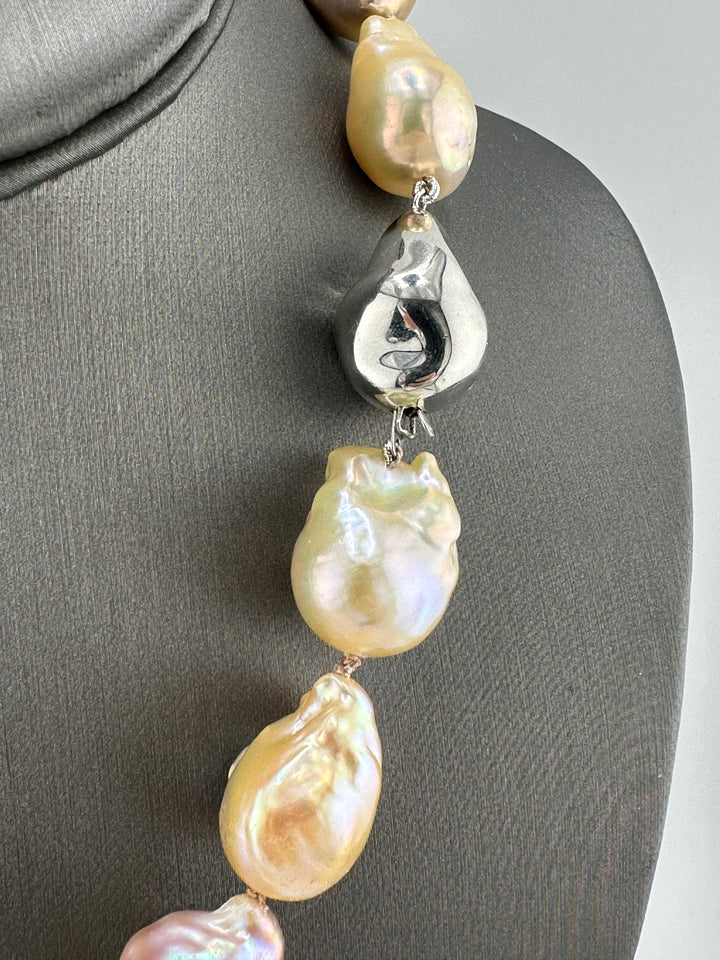 Peach / Purple Fireball Pearl Necklace