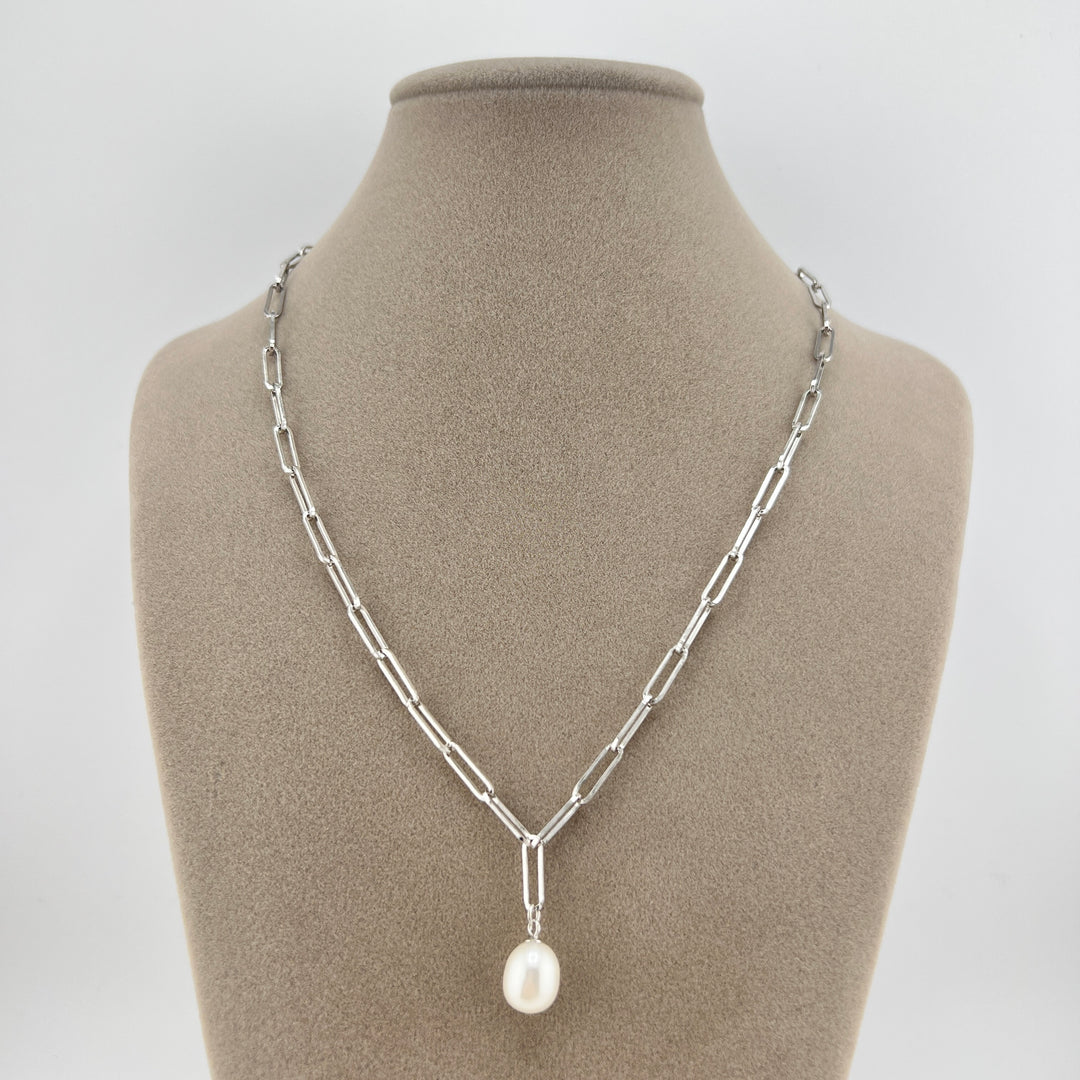 Pearl Paperclip Necklace