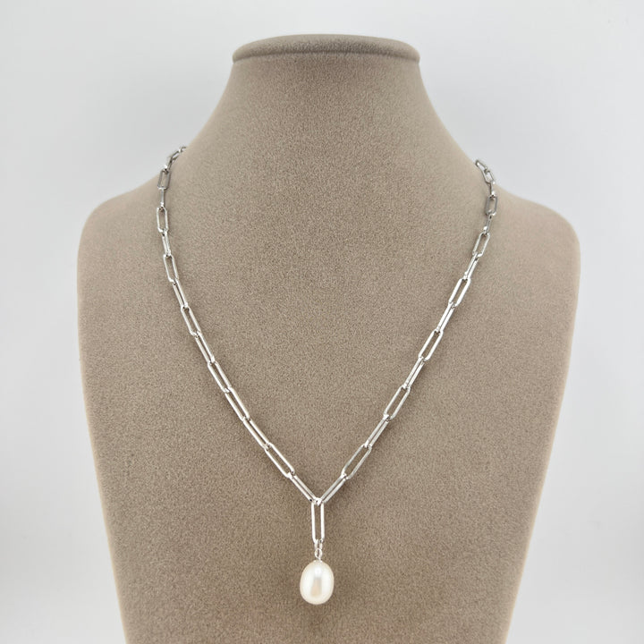 Pearl Paperclip Necklace