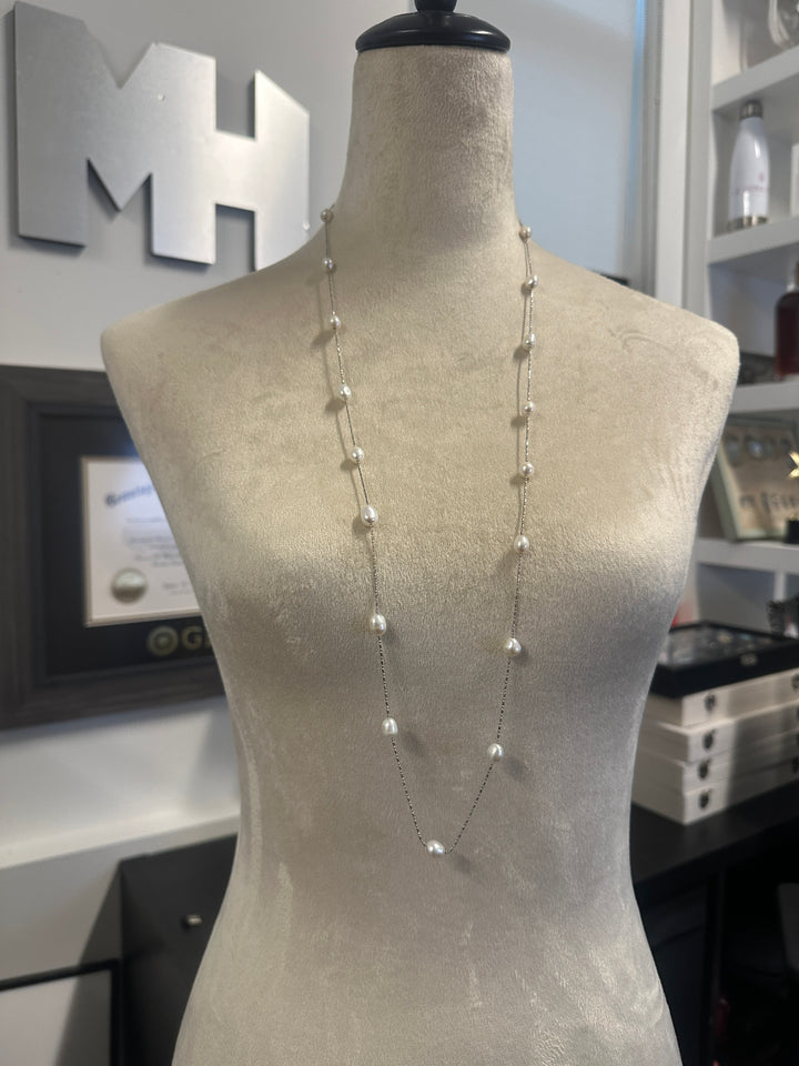 36" freshwater pearl station necklace