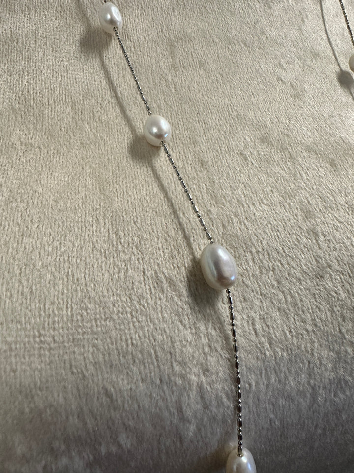 36" freshwater pearl station necklace