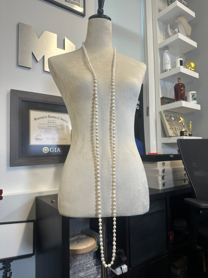 Flapper length freshwater pearl necklace