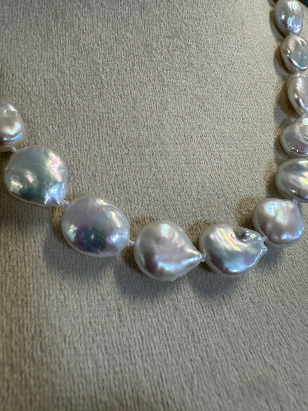 Freshwater modified coin pearl necklace