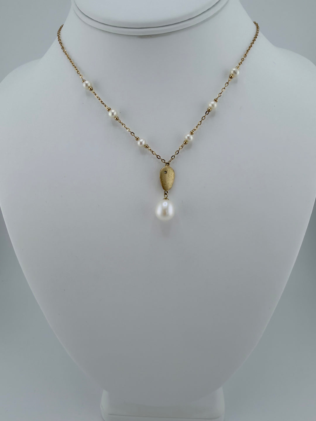 14k Diamond Freshwater Pearl Necklace