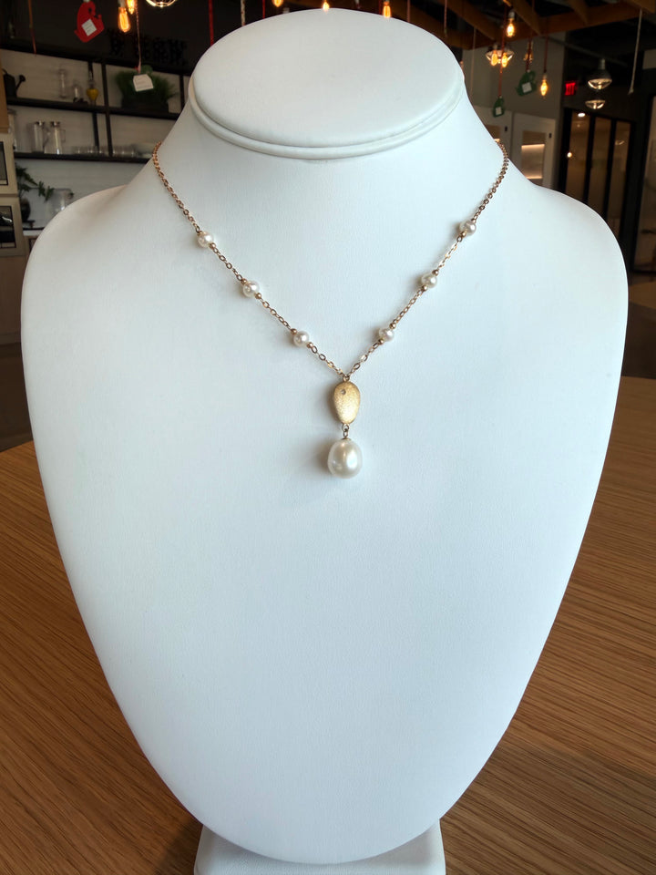 14k Diamond Freshwater Pearl Necklace