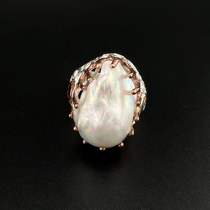 Unique Silver Freshwater Pearl Ring