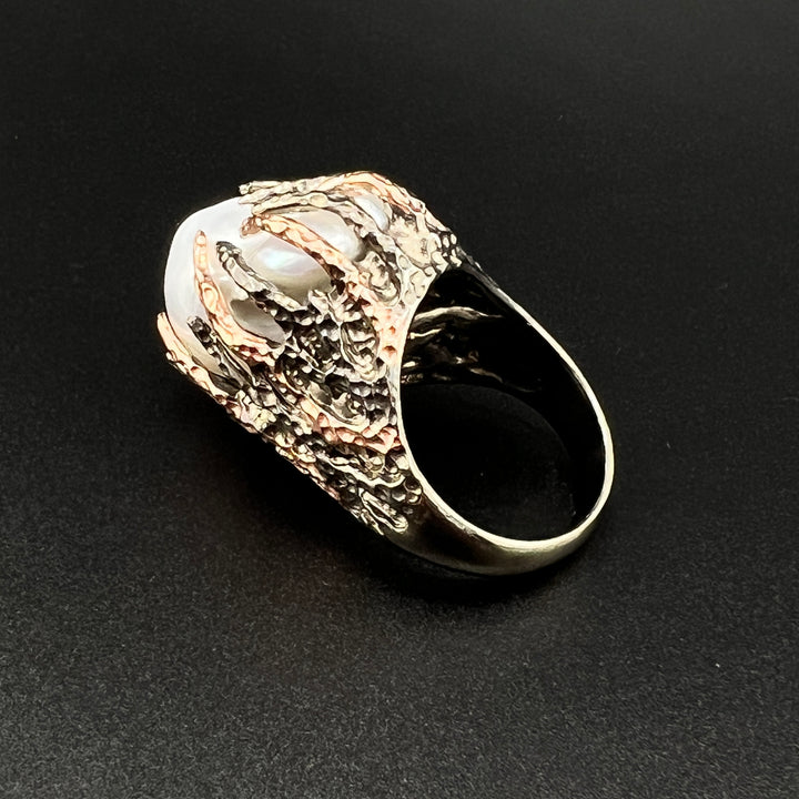 Unique Silver Freshwater Pearl Ring