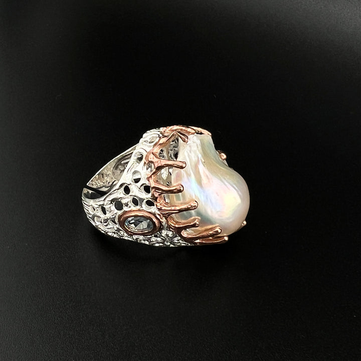 Unique Silver Freshwater Pearl Ring