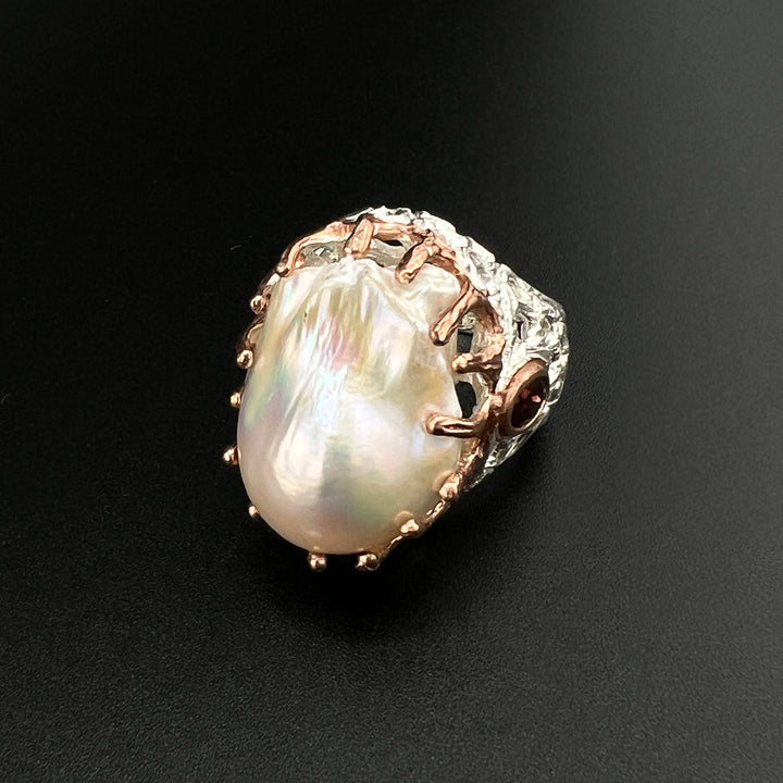 Unique Silver Freshwater Pearl Ring