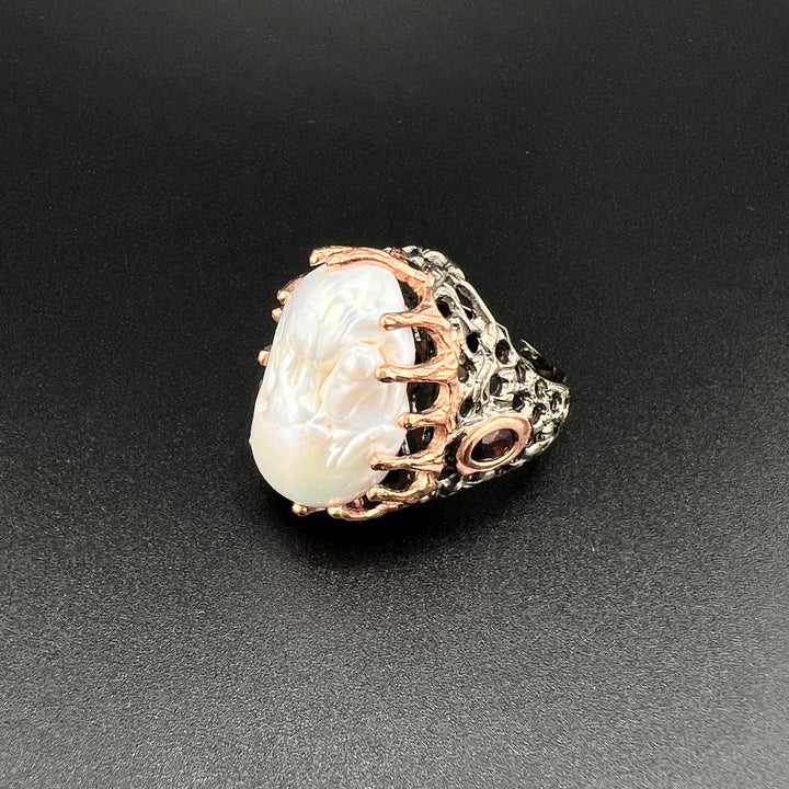 Unique Silver Freshwater Pearl Ring