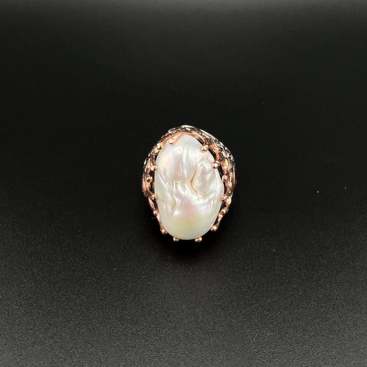 Unique Silver Freshwater Pearl Ring