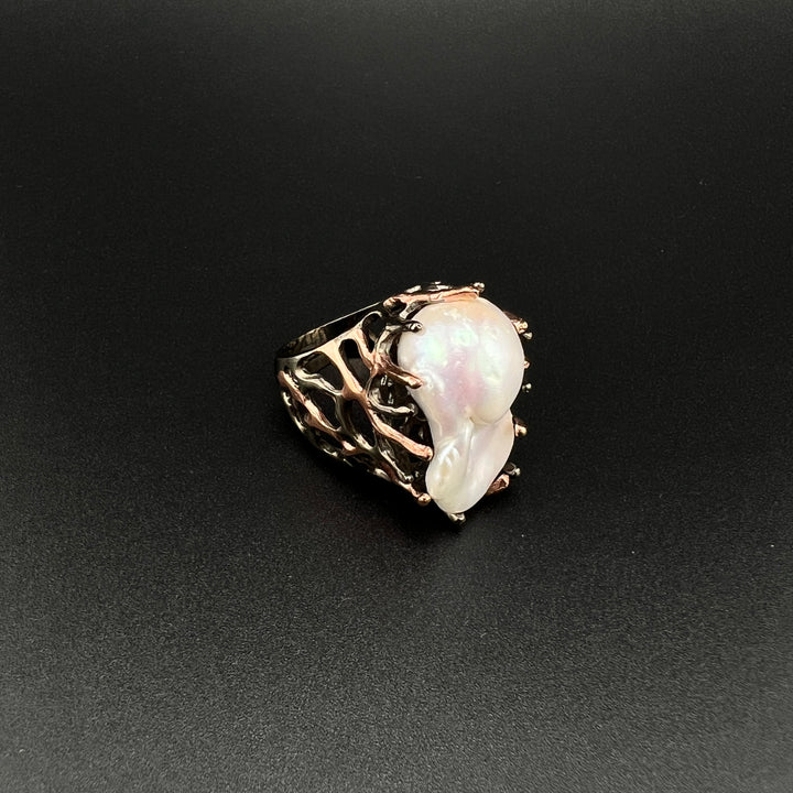 Unique Silver Freshwater Pearl Ring