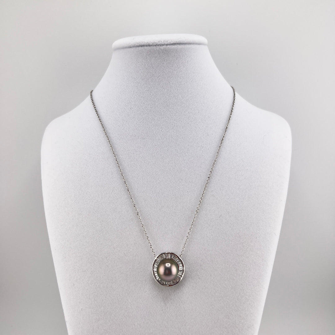 Tahitian Pearl in Silver with CZs