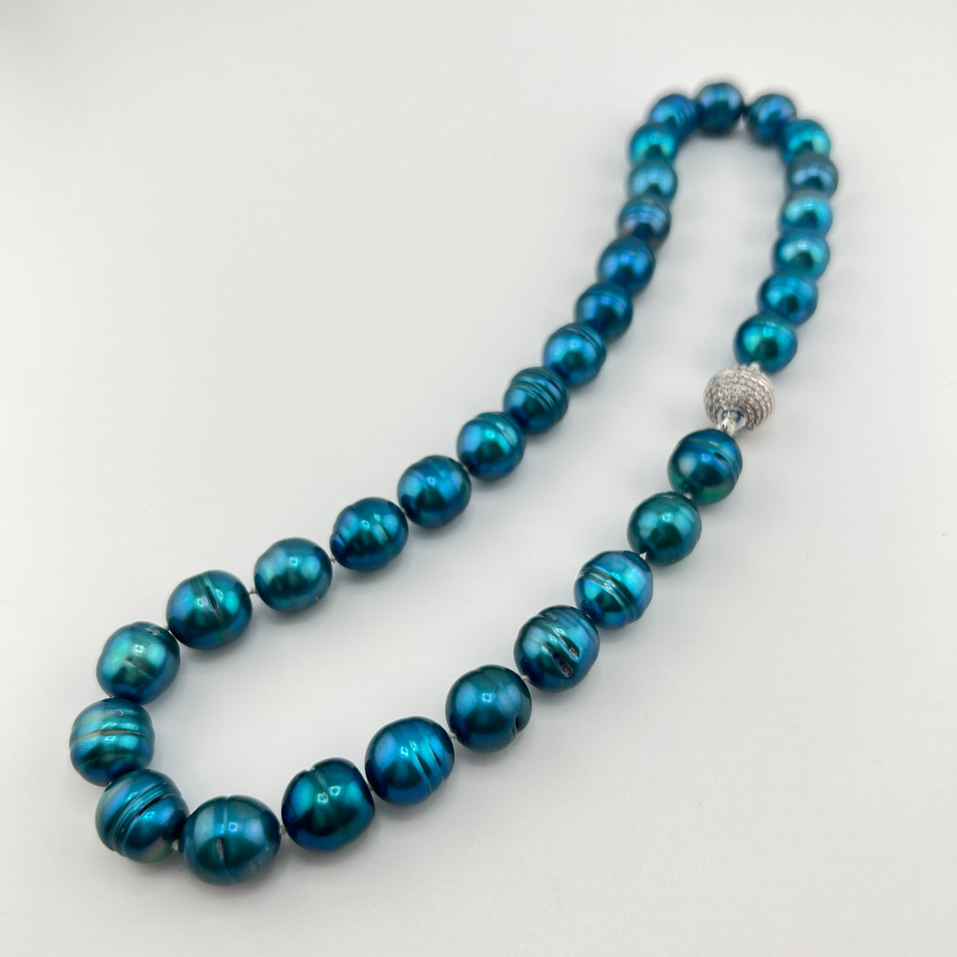 Teal Freshwater Pearl Necklace